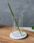 Straight Pine Green Glass Straw