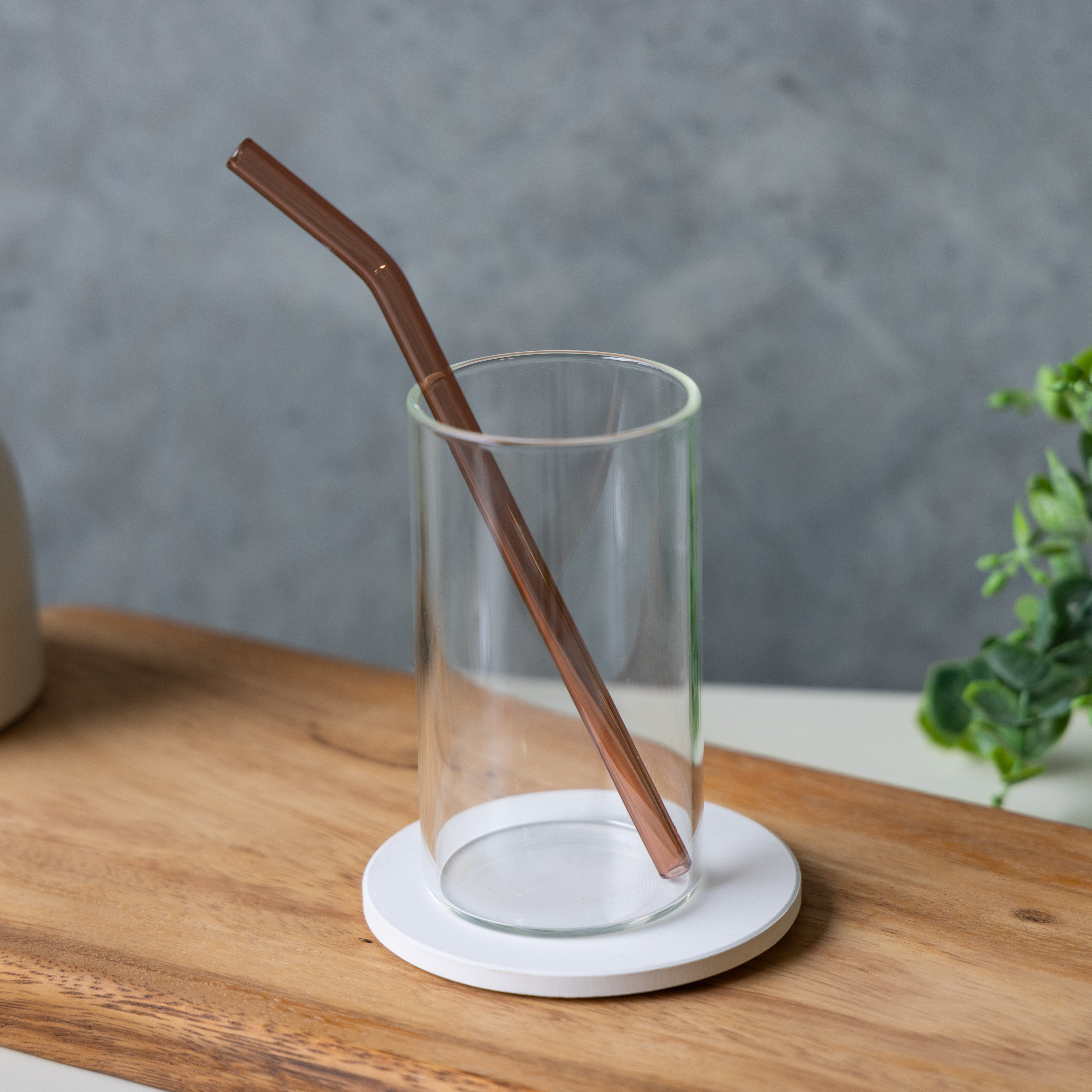 Curved Bronze Glass Straw