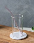 Curved Pink Glass Straw