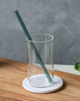 Straight Racing Green Glass Straw