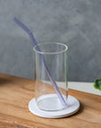 Curved Lavender Glass Straw