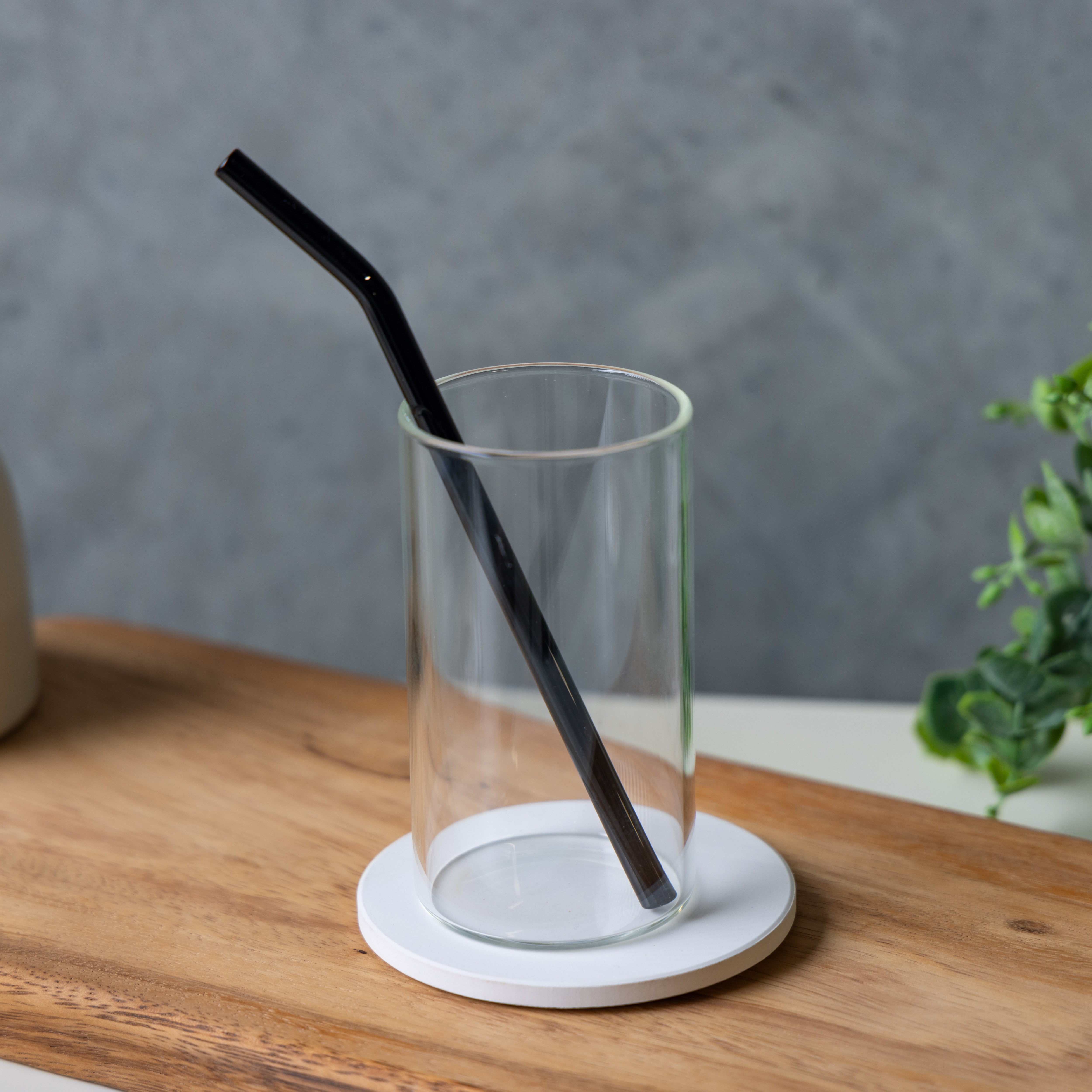 Curved Black Glass Straw