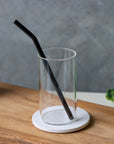 Curved Black Glass Straw