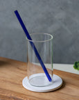 Straight Deep Ocean Blue Glass Straw