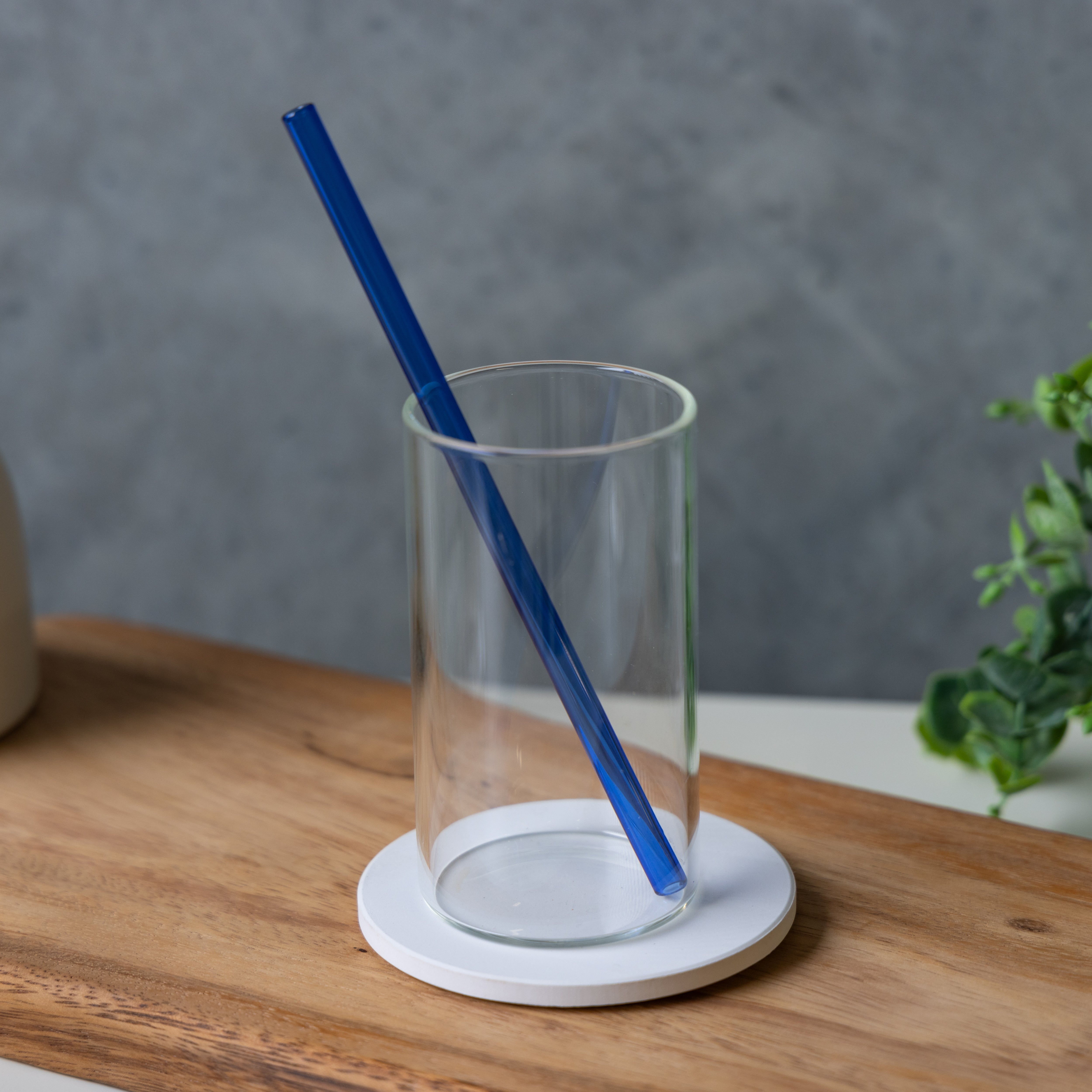 Straight Sea Foam Blue Glass Straw