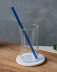 Straight Sea Foam Blue Glass Straw