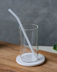 Curved White Glass Straw