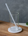 Straight White Glass Straw